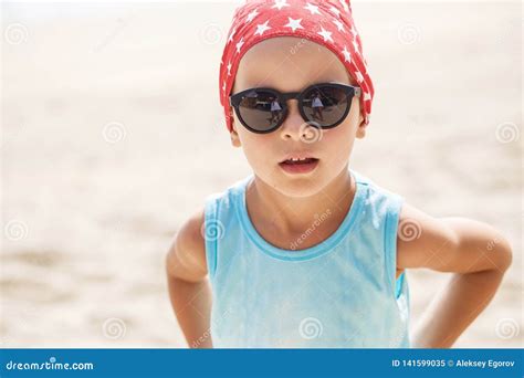 Portrait Of A Beautiful Baby Boy In Sunglasses Stock Image Image Of