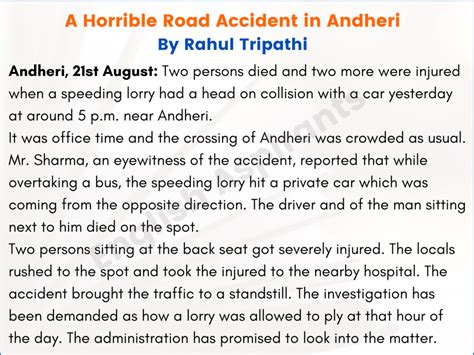 A Terrible Accident Essay Words Essay On Road Accident Scene In Words For Students