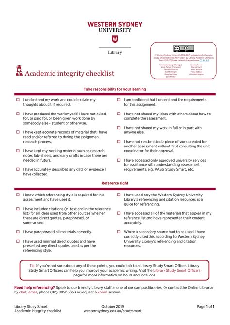 Academic Integrity Checklist Edustudysmart Academic Integrity