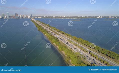 Aerial Shot Julia Tuttle Causeway Miami Beach Fl Editorial Photography