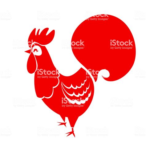 red rooster  flat style  design cartoon sign icon symbol