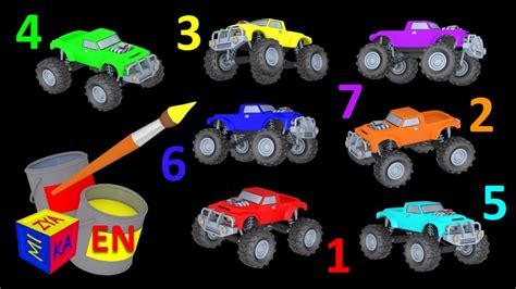 Learn Colors And Learn To Count With Mighty Monster Trucks Educational