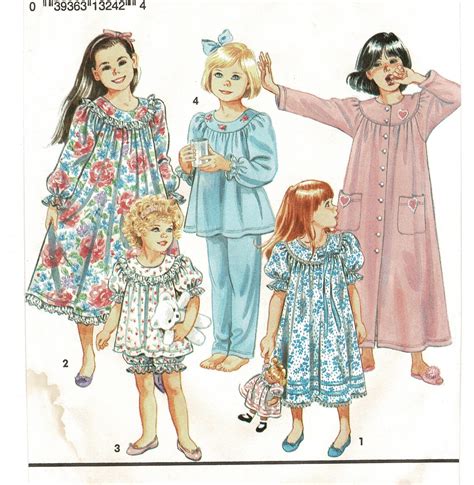 Simplicity 8093 Girls Nightgown Sewing Patterns Robe Pjs Baby Doll