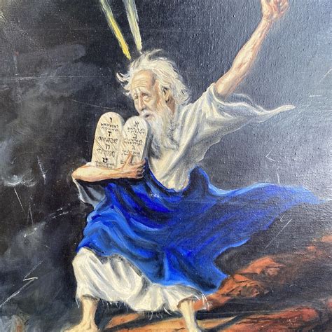 Oil On Canvas Moses Religious Painting 24x 28 Etsy Uk
