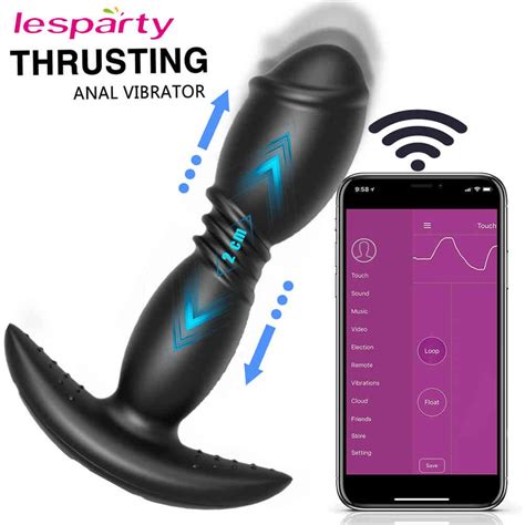 bluetooth thrusting dildo vibrator big butt plug anal app control male prostate massager anus