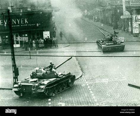 Hungarian Uprising October 1956 Soviet Tanks In The Streets Of
