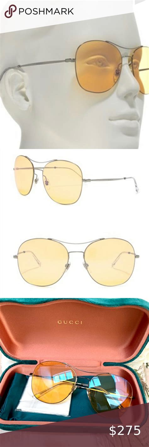 Gucci Aviator Sunglasses Yellow 58 Mm Aviator Sunglasses Sunglasses Sunglasses Accessories