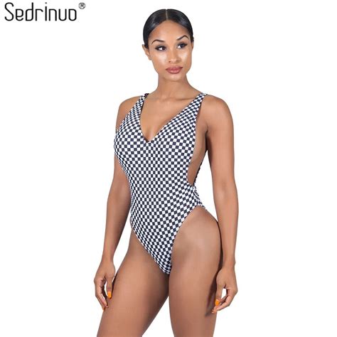 sedrinuo deep v neck backless grid bodysuit women one piece jumpsuit sleeveless sexy skinny
