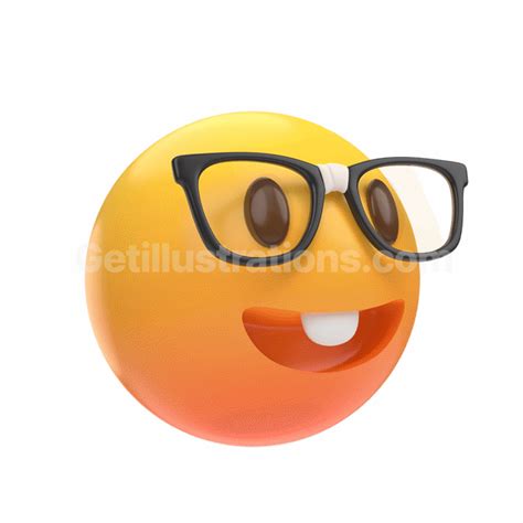 Download Emoticon Emoji Sticker Face Nerd Geek Glasses Right 3d Emoji Illustrations