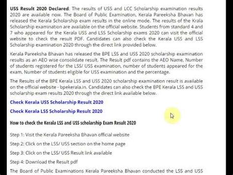 The lss and uss are the scholarship schemes under the government of kerala. Kerala USS, LSS Scholarship Results 2020 Released, Check ...