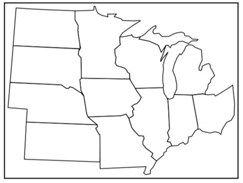 42 Blank Midwestern States Map