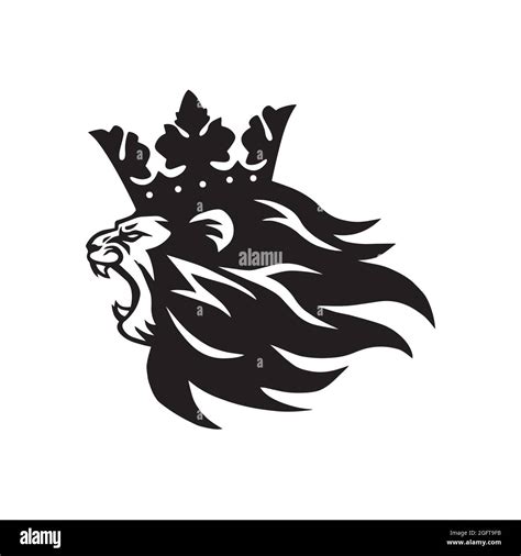 Lion King With Crown Logo Mascot Vector Illustration Stock Vector Image