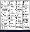 Table of hand drawn alchemy symbols Royalty Free Vector