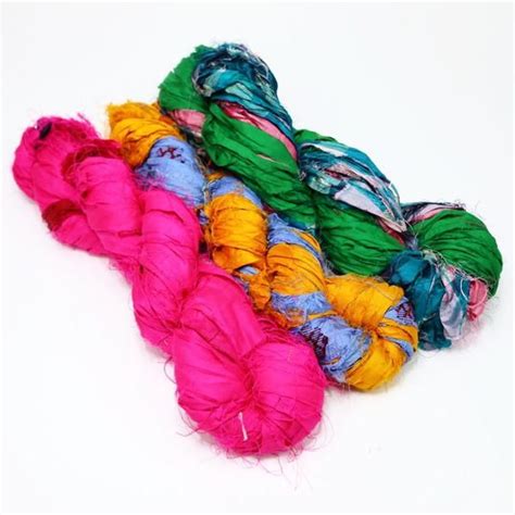 Recycled Multicolor Sari Ribbon Yarn From Nepal 100g 25yd Ribbon Yarn