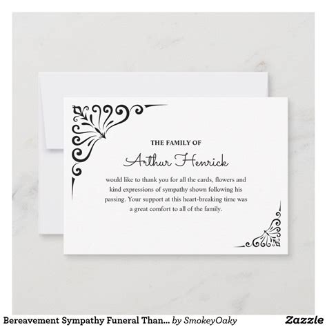 Bereavement Sympathy Funeral Thank You Note In 2021