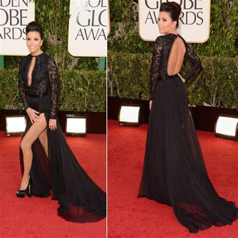 Hot Selling Inspired Eva Longoria Sex Black Formal Dress Golden Globe