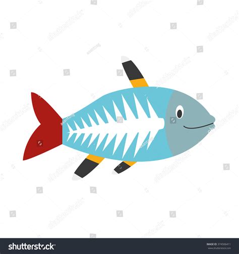 Cute Cartoon Xray Fish Vector Illustration 스톡 벡터로열티 프리 374506411