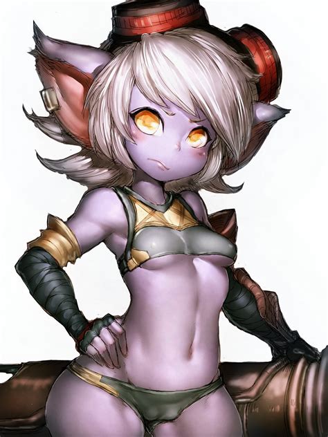 Fumio Rsqkr Tristana League Of Legends Silver Hair 1girl S Bare Shoulders Breasts