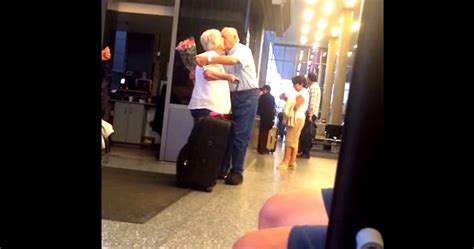 viral romantic old man surprising wife with flowers at airport