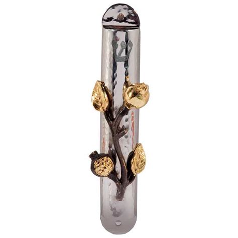Pomegranate Stainless Steel Mezuzah Case By Emanuel Large