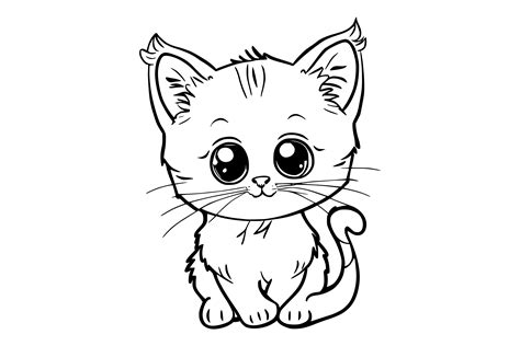 Kitten Coloring Pages For Kids Graphic By Mycreativelife · Creative Fabrica