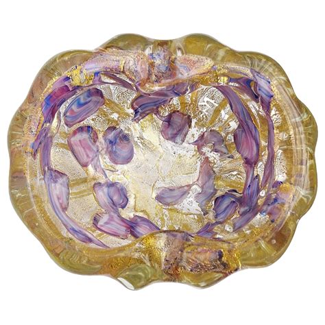 Barovier Toso Murano Gold Flecks Italian Art Glass Bowl At 1stdibs