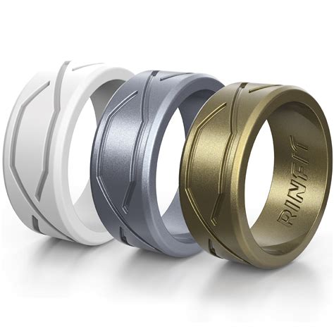 Rinfit Rinfit Silicone Wedding Ring For Men Metallic Silver Color