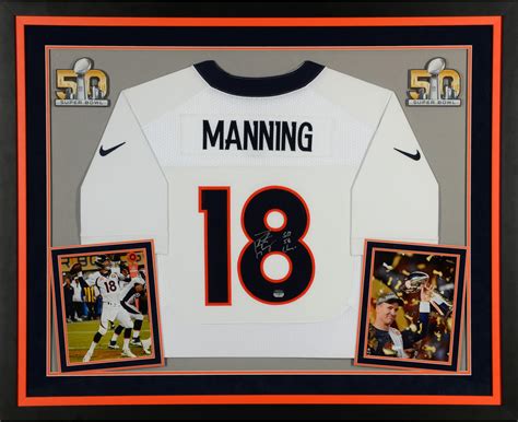 Peyton Manning Denver Broncos Deluxe Framed Autographed Nike White