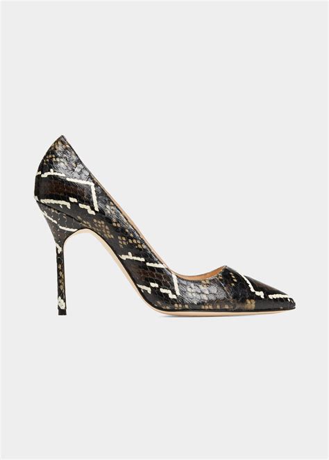 Manolo Blahnik Bb Mm Snakeskin Stiletto Pumps Editorialist