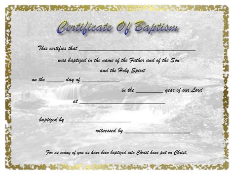 A certificate with professional look and state of art design can not only wine the. Free Baptism Certificate
