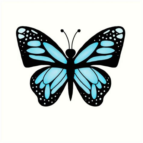 Blue Aesthetic Butterfly Art Print By Pastel Paletted Butterfly Art