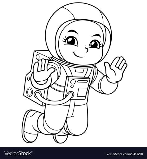 Astronaut Girl Floating In Empty Space Bw Vector Image