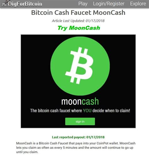 The bitcoin cash abc price can go up from 34.588 usd to 94.917 usd in one year. MoonCash is a Bitcoin Cash Faucet that pays into your ...