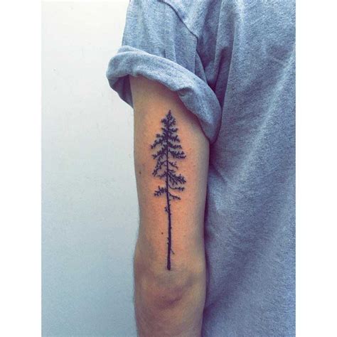 Tall Pine Tattoo By Tattooist Zaya Inked On The Left Arm Pine Tattoo