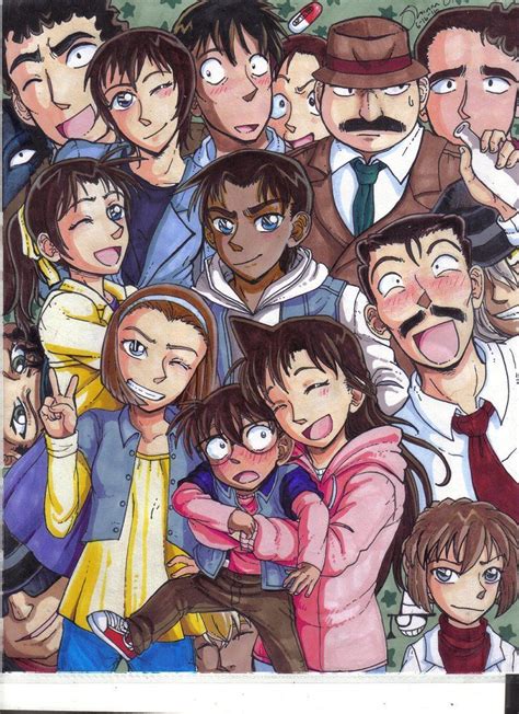 Ran Mouri Hugging Conan Edogawa Surrounded By More Characters From The