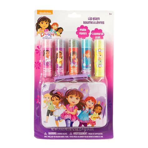 Nickelodeon Dora And Friends Girls Lip Balm Set Of 5 With Tin Carrying