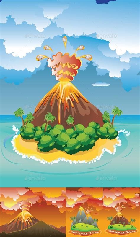 Cartoon Volcano Eruption Volcano Drawing Volcano Cartoon Dino Drawing