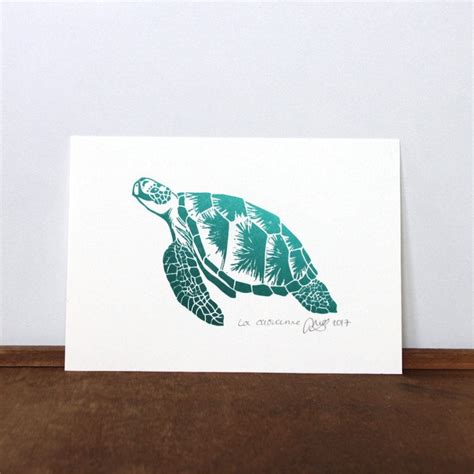 The Loggerhead Sea Turtle Original Linocut Print Signed And Etsy