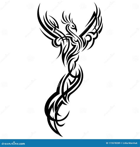 Phoenix Mythical Creature Logo Tattoo Style Vector Illustration