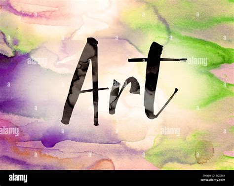 The Word Art Written In Black Paint On A Colorful Watercolor Washed