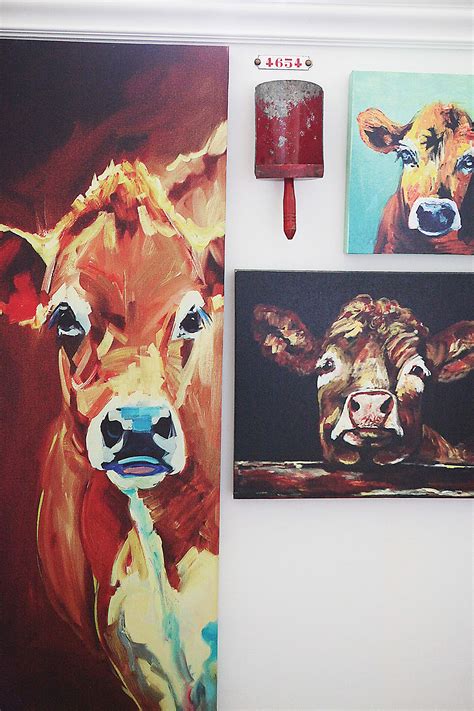 Creative Co-Op DA2249 Canvas Wall Décor with Cow Image | LAVORIST