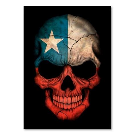 Chilean Flag Skull On Black