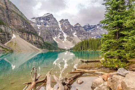 View At The Moraine Lake In Canadian Rocky Mountains Near Banff