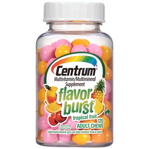 Centrum Flavor Burst Adult Multivitamin Chews Tropical Fruit Flavor 120 Ct