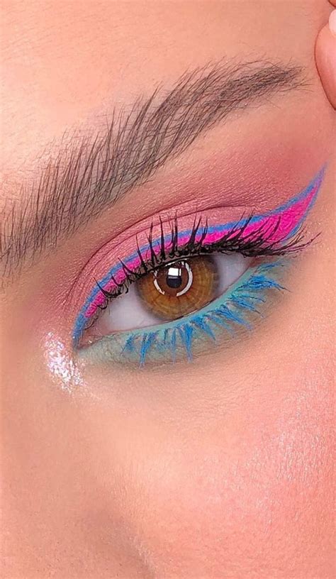 Latest Eye Makeup Trends You Should Try In 2021 Hot Pink And Bright Blue Makeup Look