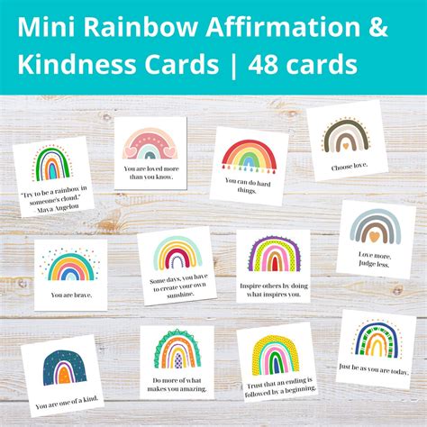 Rainbow Kindness Cards Printable Compliment Cards For Kids Etsy