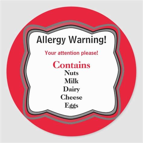 Allergy Warning Label Zazzle