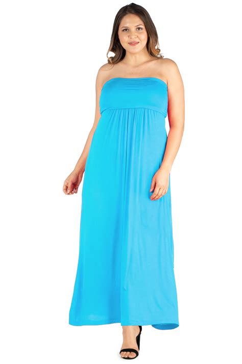 247 Comfort Apparel Womens Plus Size Strapless Maxi Dress Walmart