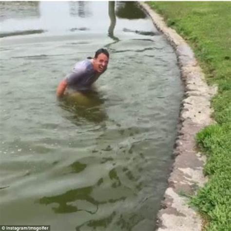 Video Shows Golfer Falls Backwards Into Pond After Taking Swing At Edge
