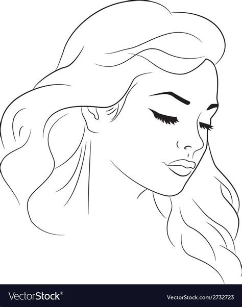Outline Drawing Of A Young Woman Head Download A Free Preview Or High Quality Adobe Illustrator
